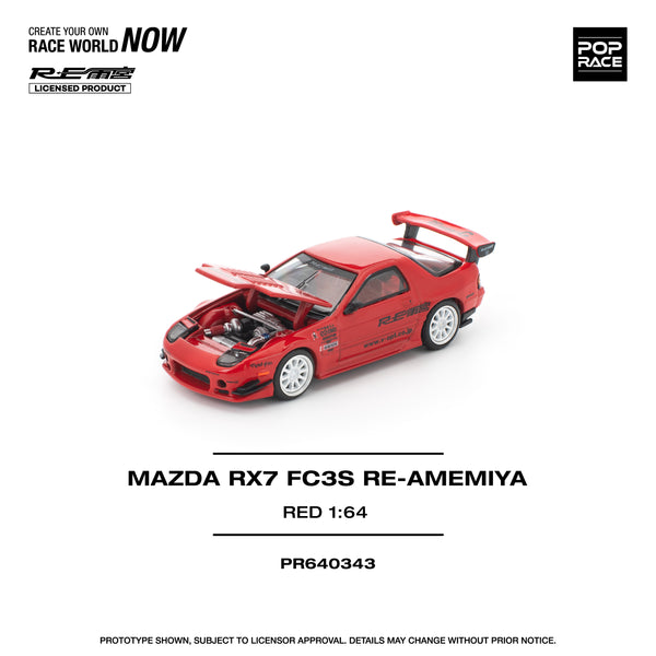 PREORDER POPRACE 1/64 MAZDA RX7 FC3S RE-AMEMIYA RED PR640343 (Approx. Release Date: Q4 2025 and subject to the manufacturer's final decision)