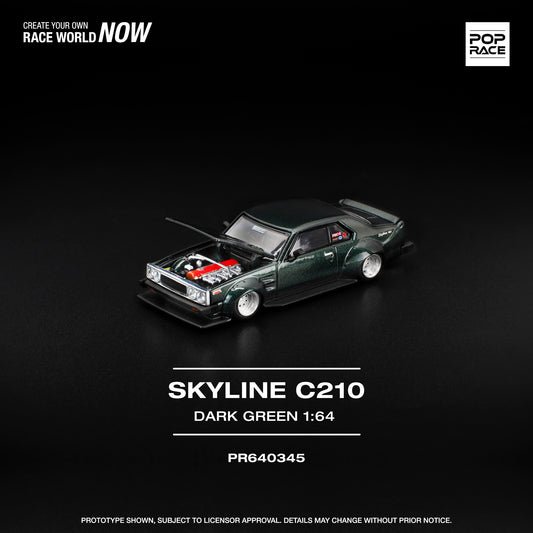 PREORDER POPRACE 1/64 SKYLINE C210 DARK GREEN  PR640345 (Approx. Release Date: Q4 2025 and subject to the manufacturer's final decision)
