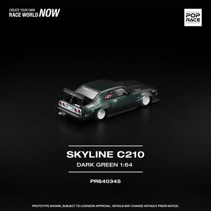 PREORDER POPRACE 1/64 SKYLINE C210 DARK GREEN  PR640345 (Approx. Release Date: Q4 2025 and subject to the manufacturer's final decision)