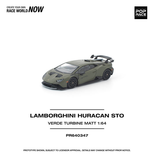 PREORDER POPRACE 1/64 LAMBORGHINI HURACAN STO VERDE TURBINE MATT PR640347 (Approx. Release Date: Q2 2026 and subject to the manufacturer's final decision)