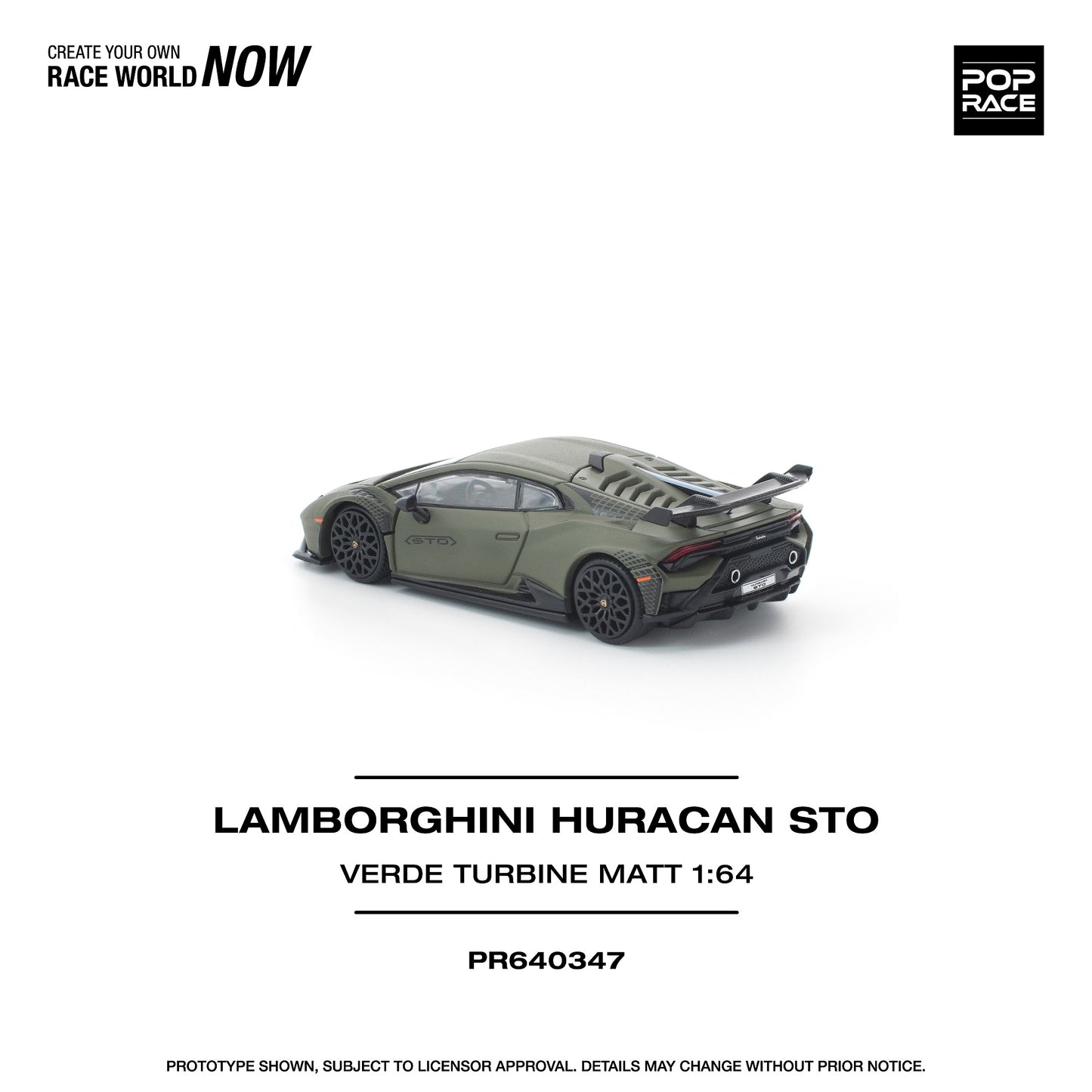 PREORDER POPRACE 1/64 LAMBORGHINI HURACAN STO VERDE TURBINE MATT PR640347 (Approx. Release Date: Q2 2026 and subject to the manufacturer's final decision)