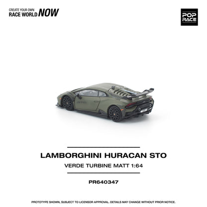 PREORDER POPRACE 1/64 LAMBORGHINI HURACAN STO VERDE TURBINE MATT PR640347 (Approx. Release Date: Q2 2026 and subject to the manufacturer's final decision)