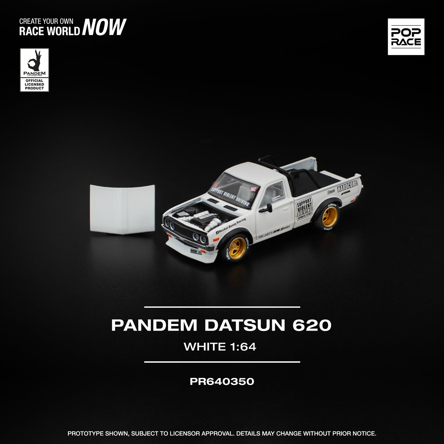 POPRACE 1/64 PANDEM DATSUN 620 WHITE PR640350