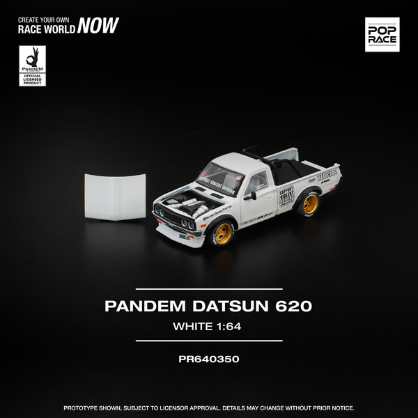 PREORDER POPRACE 1/64 PANDEM DATSUN 620 WHITE PR640350 (Approx. Release Date: Q4 2025 and subject to the manufacturer's final decision)