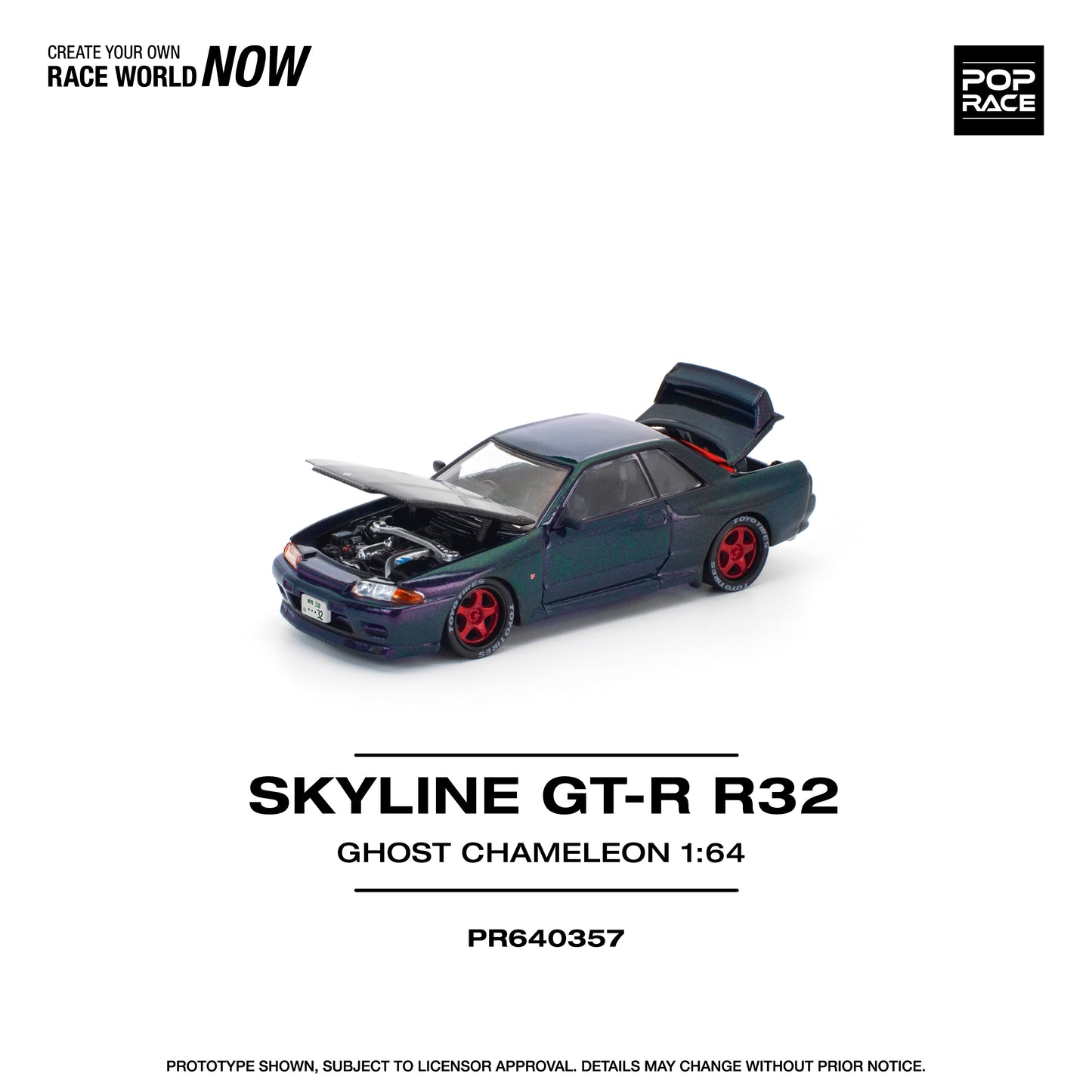 PREORDER POPRACE 1/64 SKYLINE GT-R R32 GHOST CHAMELEON PR640357 (Approx. Release Date: Q4 2025 and subject to the manufacturer's final decision)