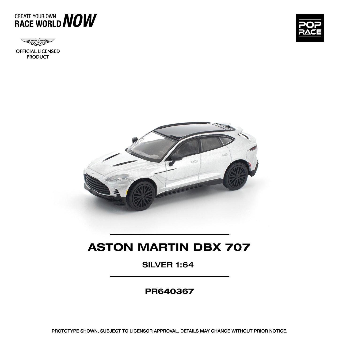 PREORDER POPRACE 1/64 ASTON MARTIN DBX 707 SILVER  PR640367 (Approx. Release Date: Q3 2026 and subject to the manufacturer's final decision)