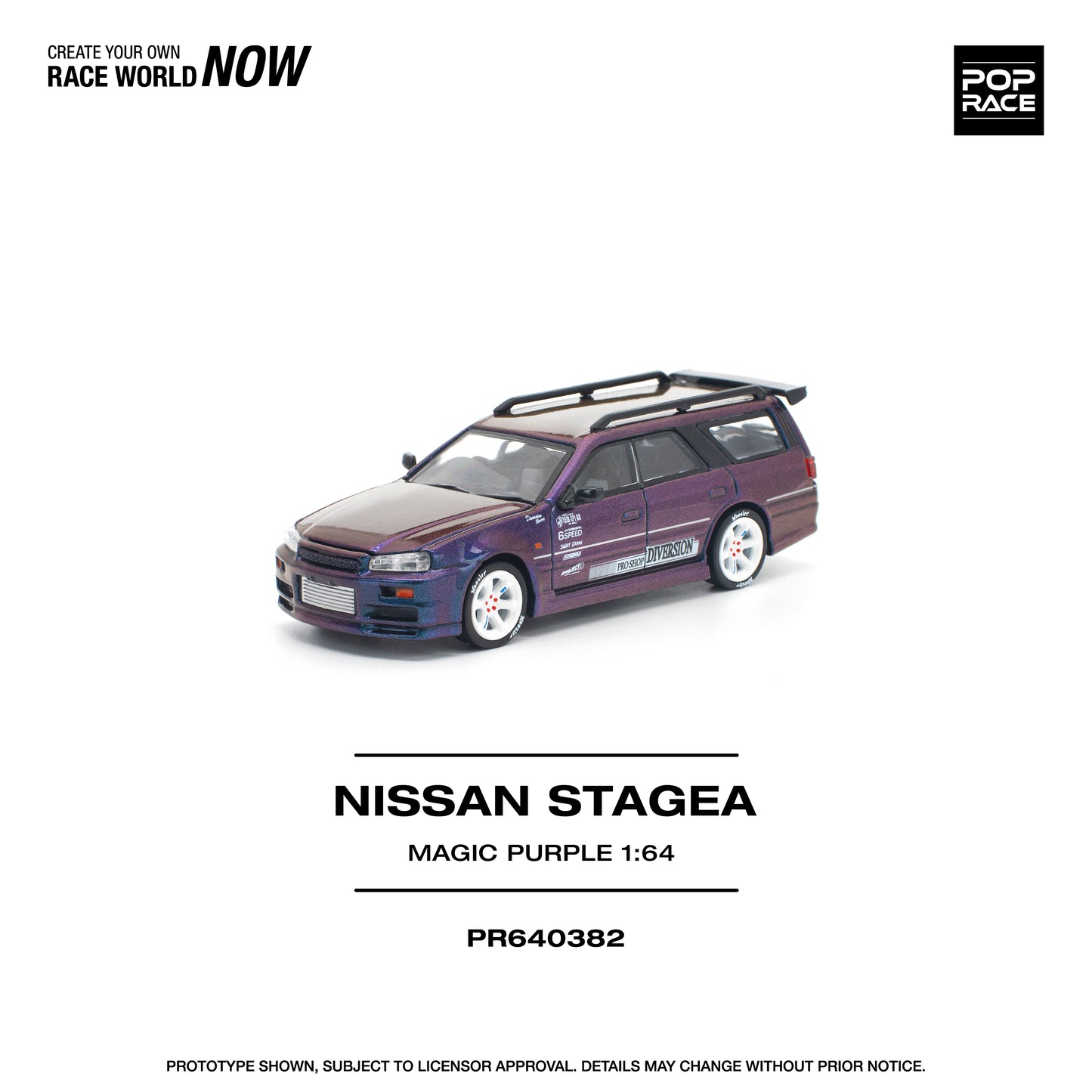 PREORDER POPRACE 1/64 NISSAN STAGEA MAGIC PURPLE PR640382 (Approx. Release Date: Q4 2025 and subject to the manufacturer's final decision)