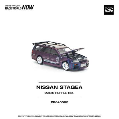PREORDER POPRACE 1/64 NISSAN STAGEA MAGIC PURPLE PR640382 (Approx. Release Date: Q4 2025 and subject to the manufacturer's final decision)