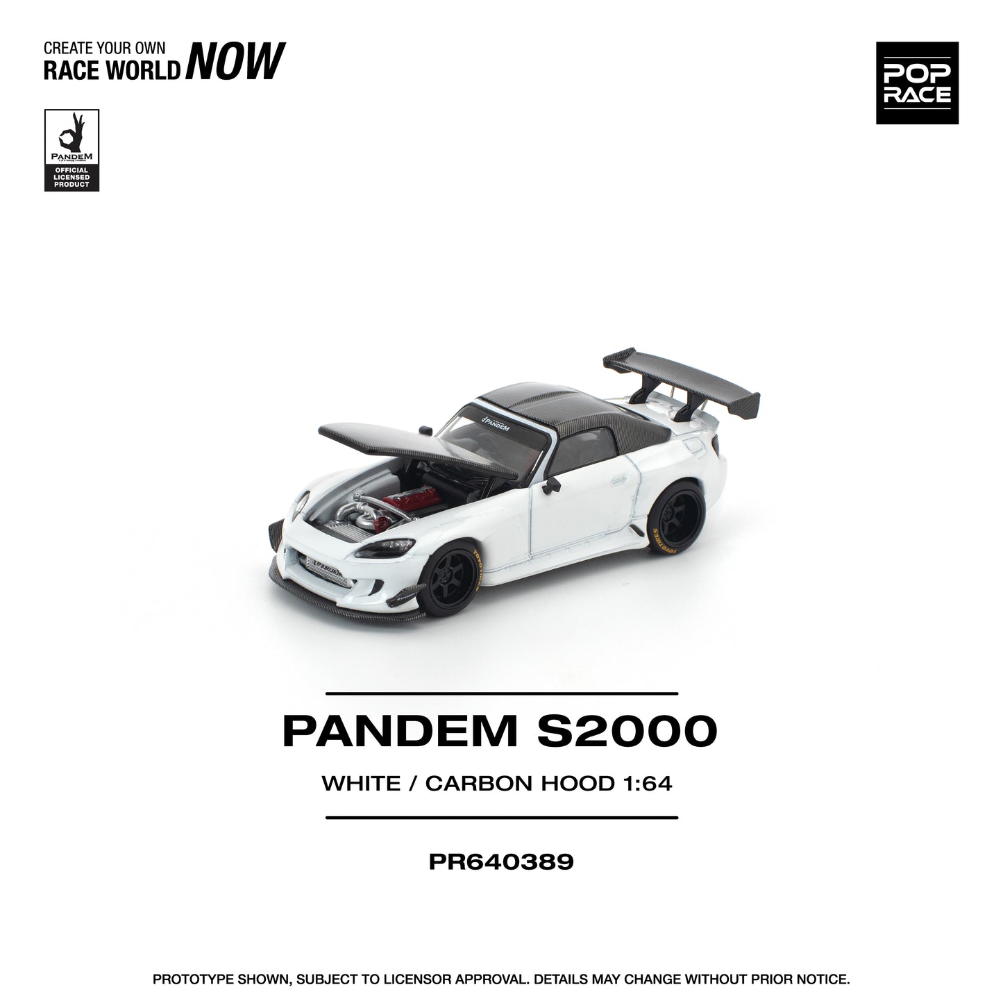 PREORDER POPRACE 1/64 PANDEM S2000 SOFTTOP WHITE TOOLING VARIANT PR640389 (Approx. Release Date: Q4 2025 and subject to the manufacturer's final decision)