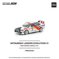 PREORDER POPRACE 1/64 MITSUBISHI LANCER EVOLUTION IV - 1998 MONTE CARLO RALLY PR640402 (Approx. Release Date: Q1 2026 and subject to the manufacturer's final decision)