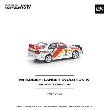 PREORDER POPRACE 1/64 MITSUBISHI LANCER EVOLUTION IV - 1998 MONTE CARLO RALLY PR640402 (Approx. Release Date: Q1 2026 and subject to the manufacturer's final decision)