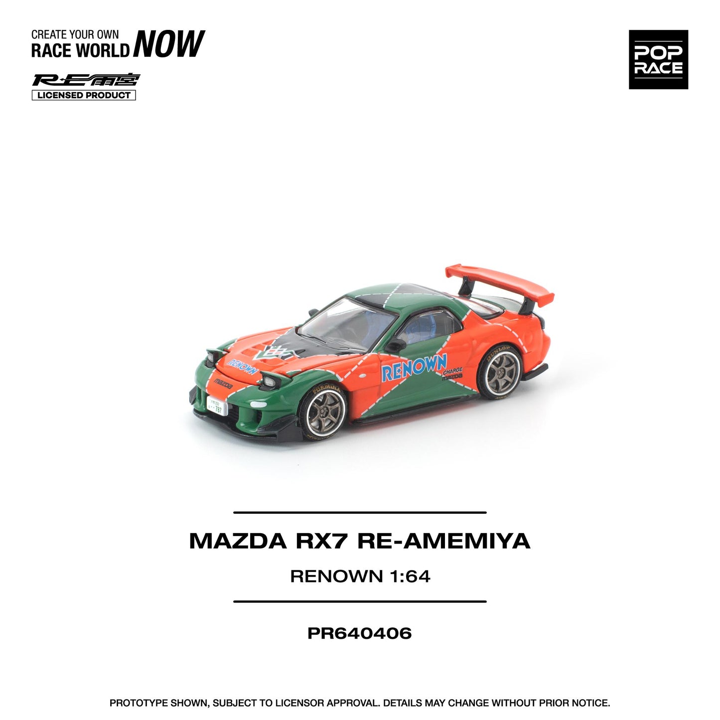 PREORDER POPRACE 1/64 MAZDA RX7 RE-AMEMIYA RENOWN PR640406 (Approx. Release Date: Q3 2026 and subject to the manufacturer's final decision)