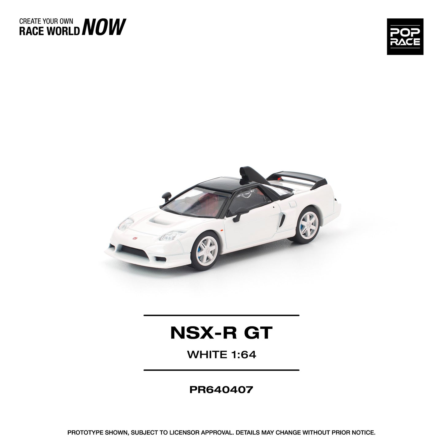 PREORDER POPRACE 1/64 HONDA NSX-R GT WHITE PR640407 (Approx. Release Date: Q3 2026 and subject to the manufacturer's final decision)