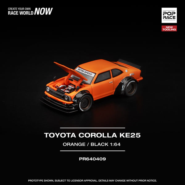 PREORDER POPRACE 1/64 TOYOTA COROLLA KE25 ORANGE PR640409 (Approx. Release Date: Q1 2026 and subject to the manufacturer's final decision)