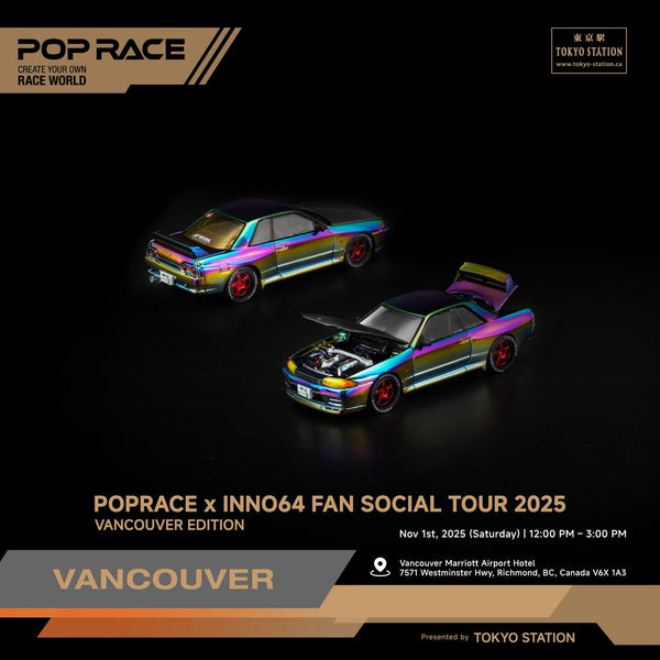 PREORDER POPRACE 1/64 SKYLINE GT-R R32 Magic Chrome VANCOUVER Edition PR640424 (Approx. Release Date: NOV 2025 and subject to the manufacturer's final decision)