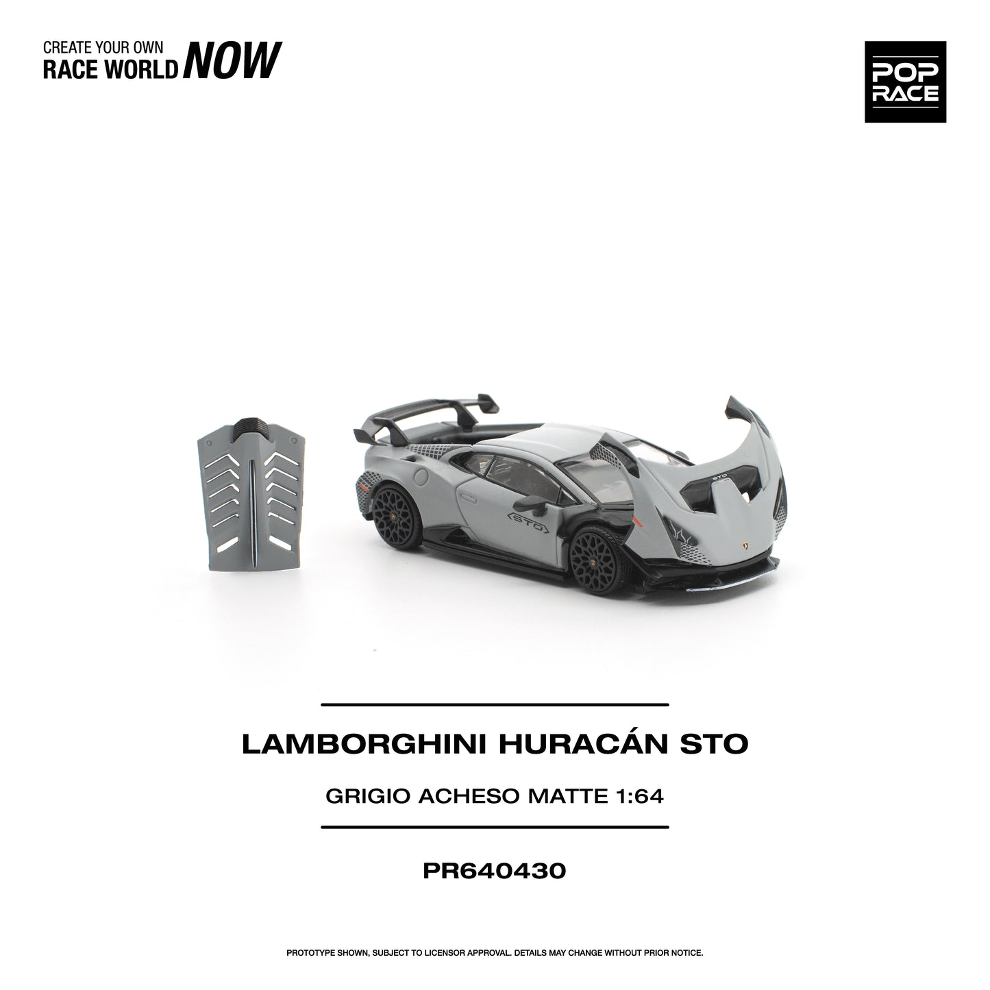 PREORDER POPRACE 1/64 LAMBORGHINI HURACAN STO GRIGIO ACHESO MATTE PR640430 (Approx. Release Date: Q3 2026 and subject to the manufacturer's final decision)