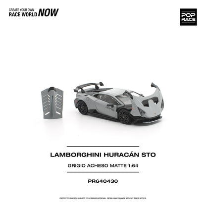 PREORDER POPRACE 1/64 LAMBORGHINI HURACAN STO GRIGIO ACHESO MATTE PR640430 (Approx. Release Date: Q3 2026 and subject to the manufacturer's final decision)