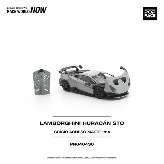 PREORDER POPRACE 1/64 LAMBORGHINI HURACAN STO GRIGIO ACHESO MATTE PR640430 (Approx. Release Date: Q3 2026 and subject to the manufacturer's final decision)