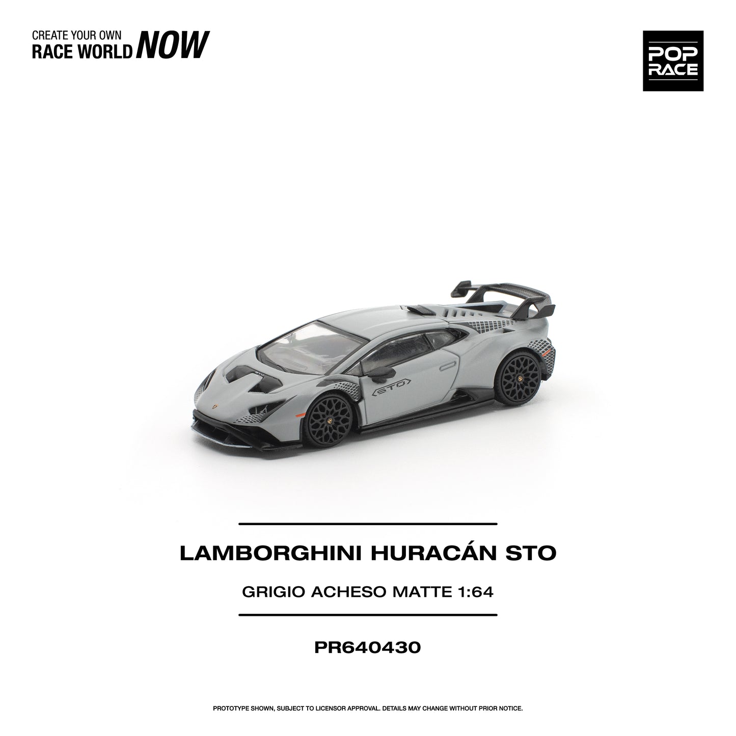 PREORDER POPRACE 1/64 LAMBORGHINI HURACAN STO GRIGIO ACHESO MATTE PR640430 (Approx. Release Date: Q3 2026 and subject to the manufacturer's final decision)