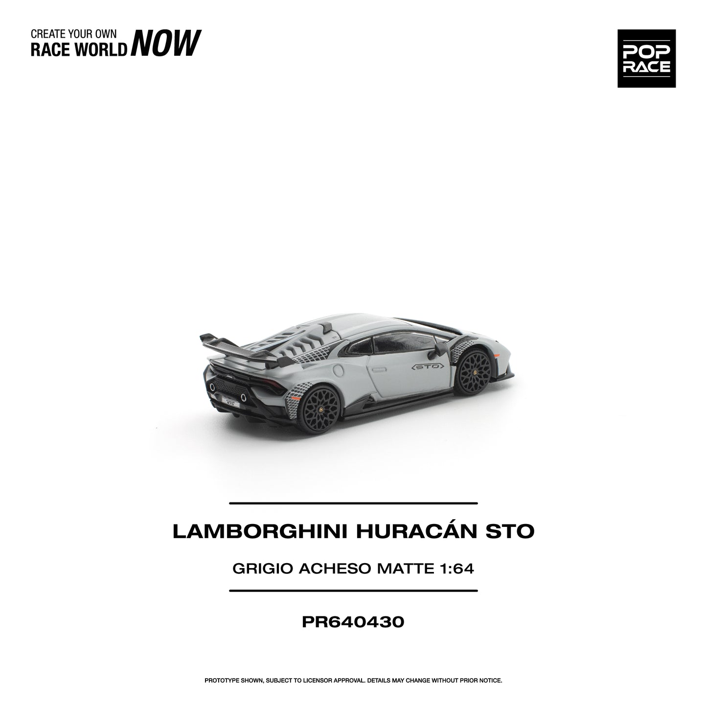 PREORDER POPRACE 1/64 LAMBORGHINI HURACAN STO GRIGIO ACHESO MATTE PR640430 (Approx. Release Date: Q3 2026 and subject to the manufacturer's final decision)