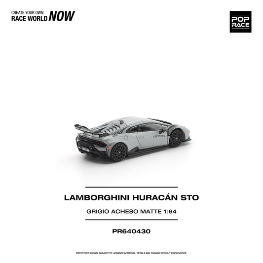 PREORDER POPRACE 1/64 LAMBORGHINI HURACAN STO GRIGIO ACHESO MATTE PR640430 (Approx. Release Date: Q3 2026 and subject to the manufacturer's final decision)