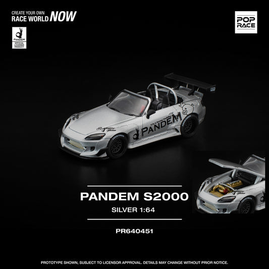 PREORDER POPRACE 1/64  PANDEM S2000 SILVER PR640451 (Approx. Release Date: Q1 2026 and subject to the manufacturer's final decision)