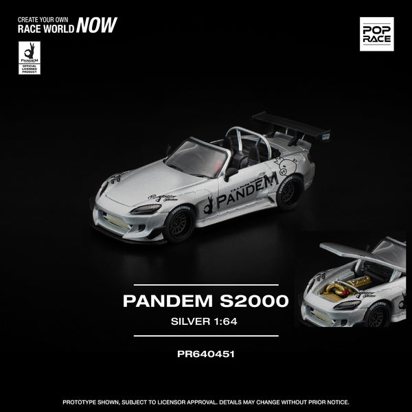 PREORDER POPRACE 1/64  PANDEM S2000 SILVER PR640451 (Approx. Release Date: Q1 2026 and subject to the manufacturer's final decision)