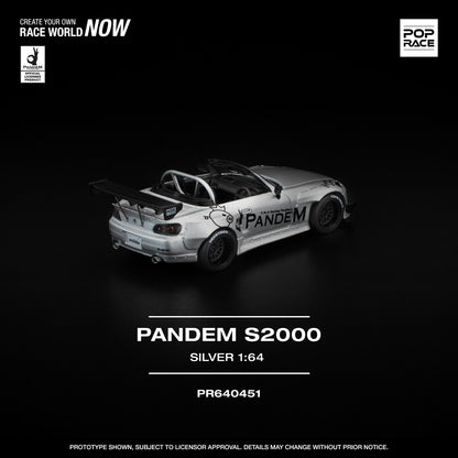 PREORDER POPRACE 1/64  PANDEM S2000 SILVER PR640451 (Approx. Release Date: Q1 2026 and subject to the manufacturer's final decision)