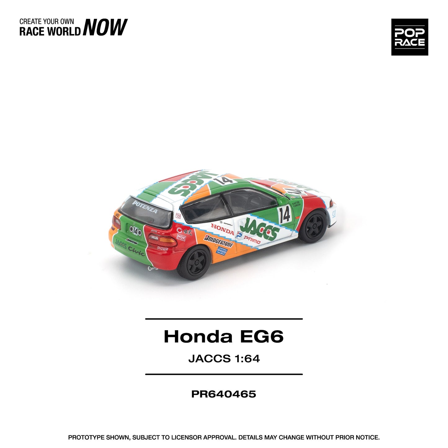 PREORDER POPRACE 1/64 HONDA CIVIC (EG6) JACCSE PR640465 (Approx. Release Date: Q3 2026 and subject to the manufacturer's final decision)