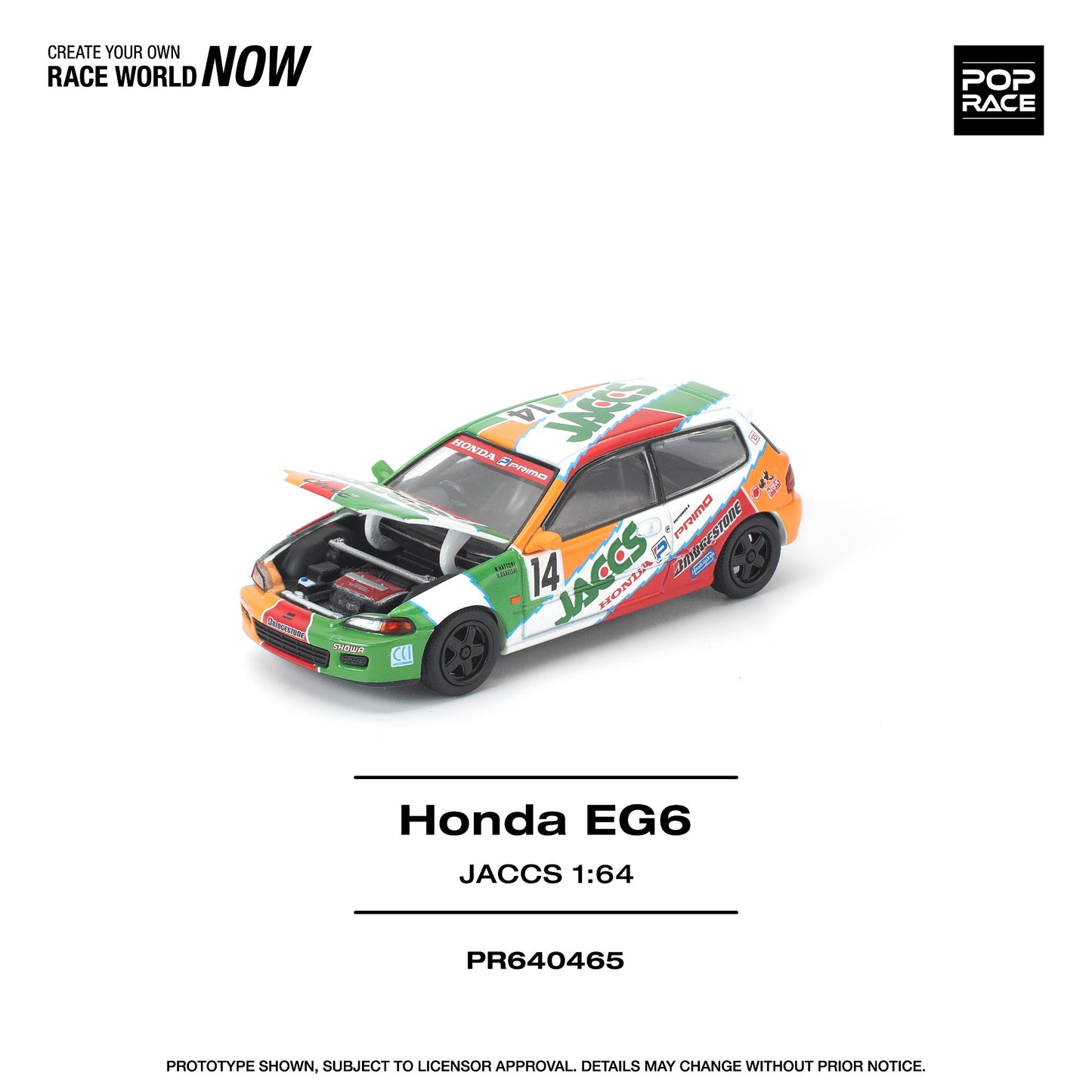 PREORDER POPRACE 1/64 HONDA CIVIC (EG6) JACCSE PR640465 (Approx. Release Date: Q3 2026 and subject to the manufacturer's final decision)