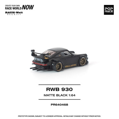 PREORDER POPRACE 1/64 RWB 930 MATTE BLACK "STELLA ARTOIS" PR640468 (Approx. Release Date: Q3 2026 and subject to the manufacturer's final decision)