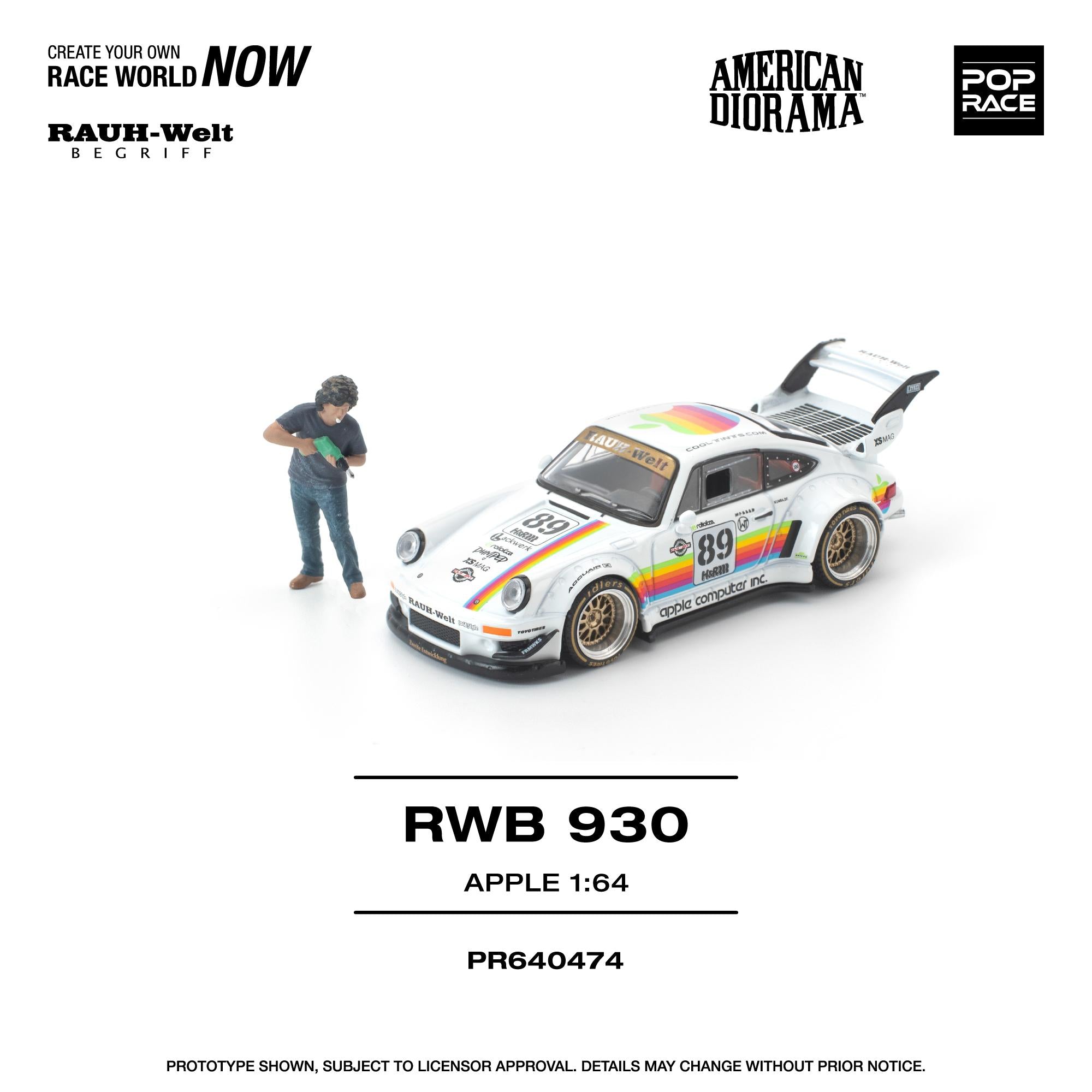 PREORDER POPRACE 1/64 RWB 930 APPLE WITH FIGURE PR640474 (Approx