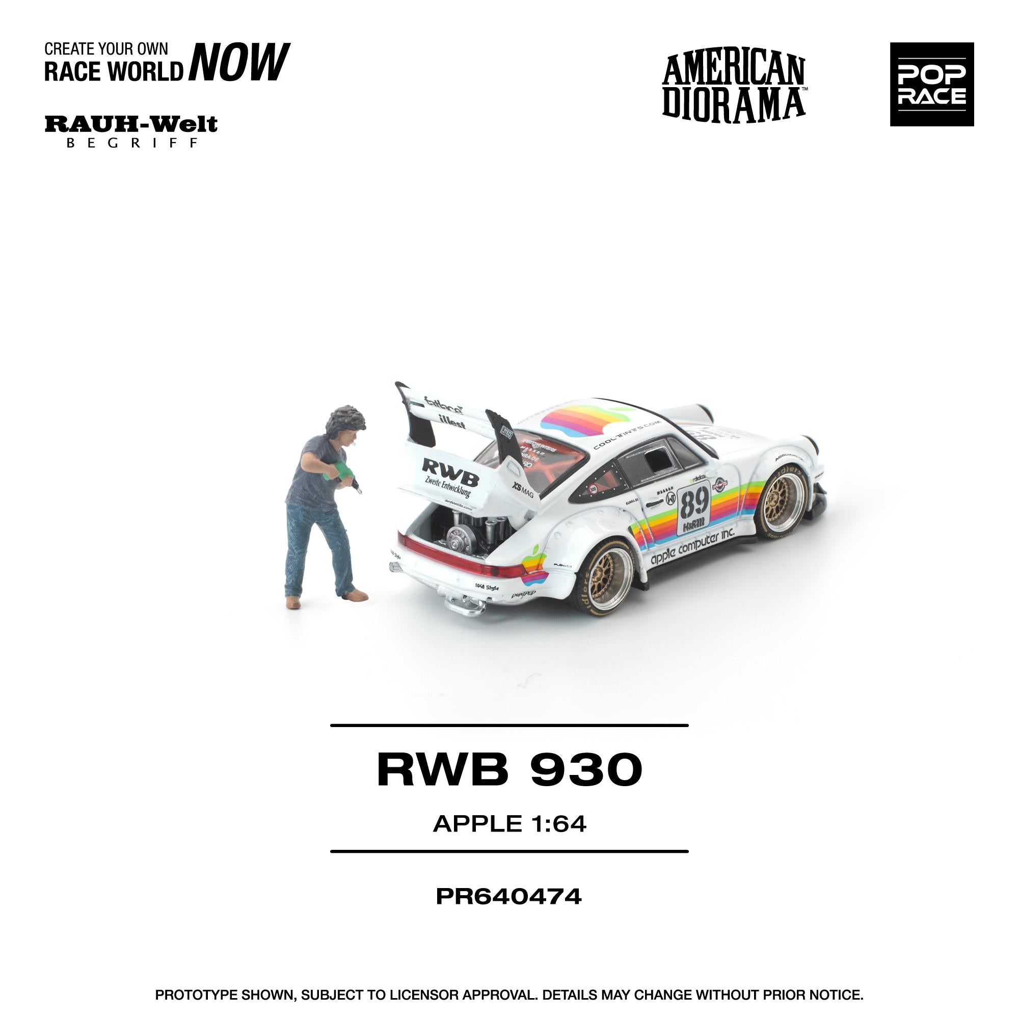 PREORDER POPRACE 1/64 RWB 930 APPLE WITH FIGURE PR640474 (Approx