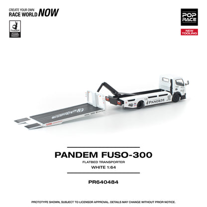 PREORDER POPRACE 1/64 PANDEM FUSO 300 FLATBED TRANSPORTER WHITE PR640484 (Approx. Release Date: Q3 2026 and subject to the manufacturer's final decision)