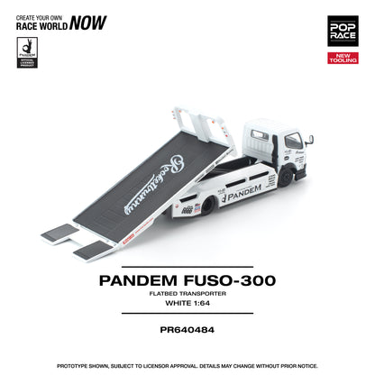 PREORDER POPRACE 1/64 PANDEM FUSO 300 FLATBED TRANSPORTER WHITE PR640484 (Approx. Release Date: Q3 2026 and subject to the manufacturer's final decision)