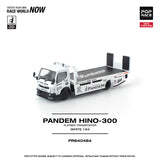 PREORDER POPRACE 1/64 PANDEM HINO 300 FLATBED TRANSPORTER WHITE PR640484 (Approx. Release Date: Q3 2026 and subject to the manufacturer's final decision)