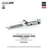 PREORDER POPRACE 1/64 PANDEM HINO 300 FLATBED TRANSPORTER WHITE PR640484 (Approx. Release Date: Q3 2026 and subject to the manufacturer's final decision)
