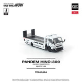 PREORDER POPRACE 1/64 PANDEM HINO 300 FLATBED TRANSPORTER WHITE PR640484 (Approx. Release Date: Q3 2026 and subject to the manufacturer's final decision)