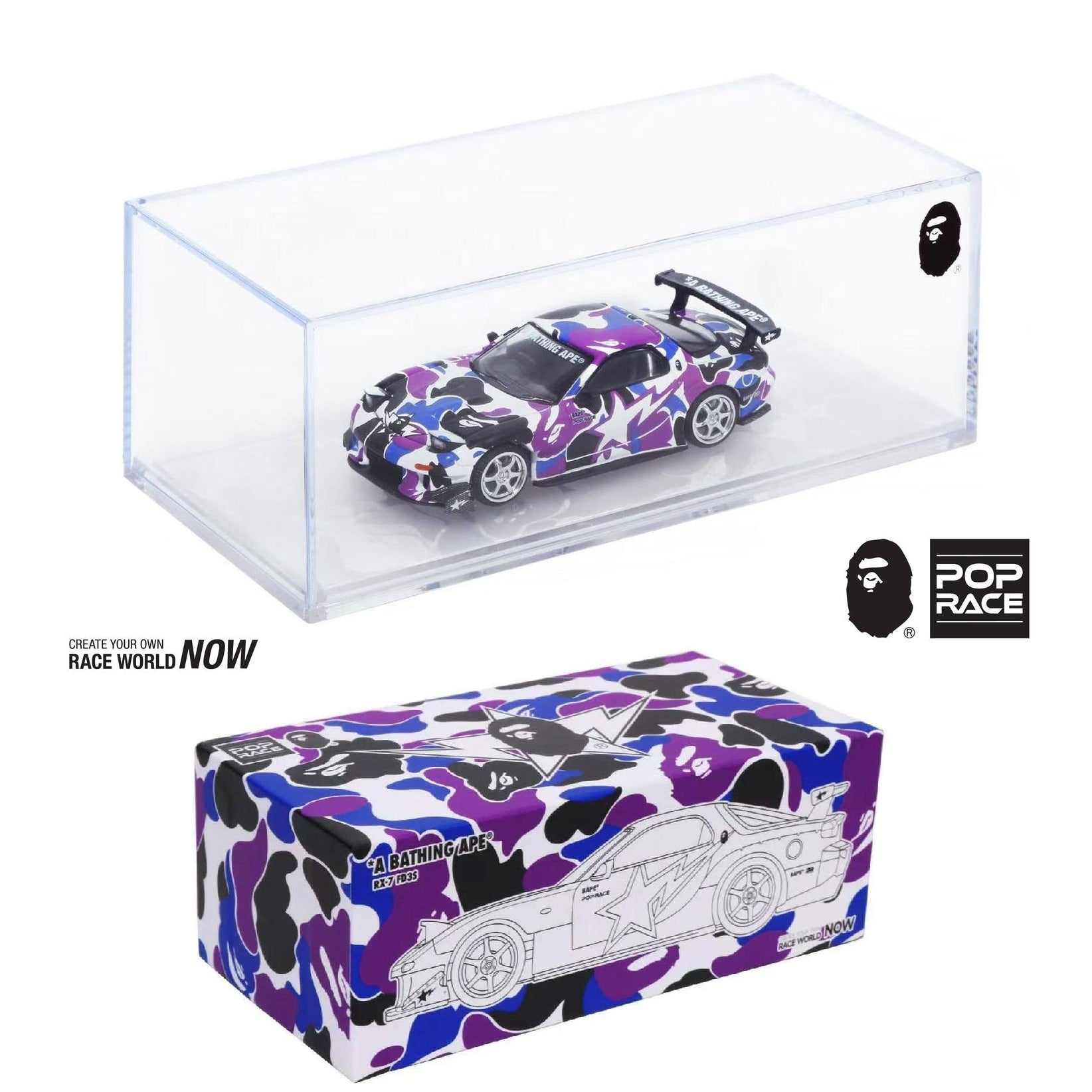 POPRACE 1/64 BAPE マツダ RX-7 FD3S RE雨宮限定 POPRACE 1/64 Mazda Rx-7 FD3S Re-Amemiya BAPE STORE Hong Kong 20th
