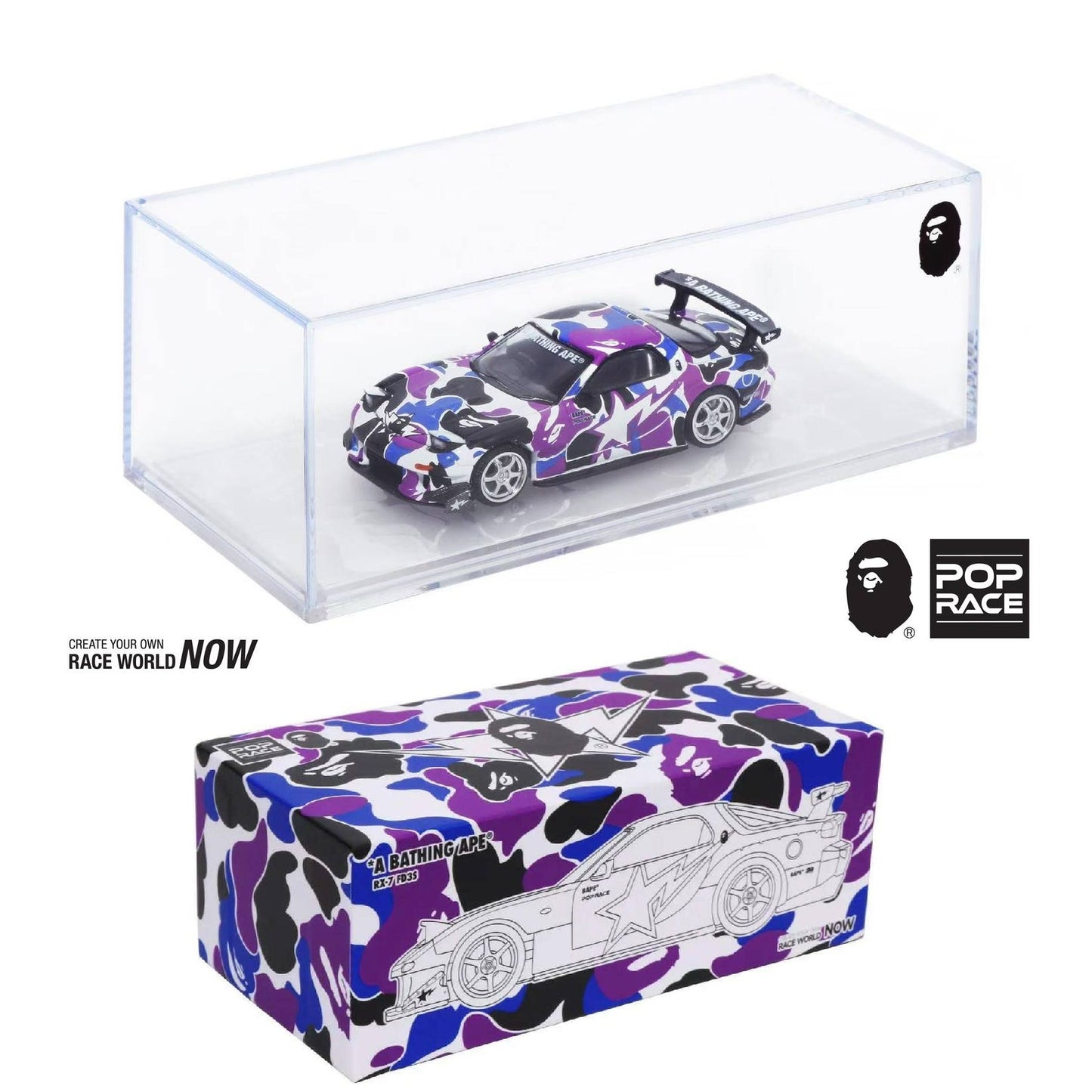 POPRACE 1/64 Mazda Rx-7 FD3S Re-Amemiya BAPE STORE Hong Kong 20th Anniversary Special Edition PR640493