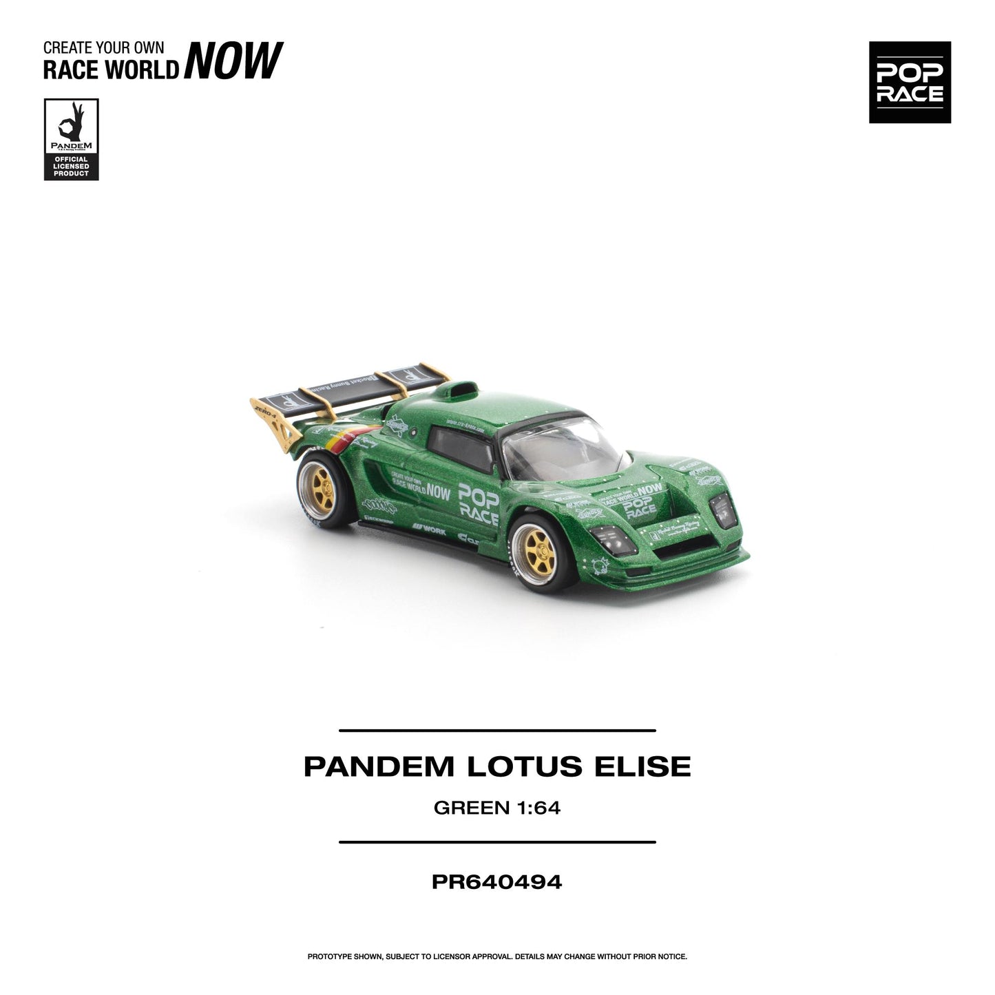 PREORDER POPRACE 1/64 PANDEM LOTUS ELISE - GREEN PR640494 (Approx. Release Date: Q1 2027 and subject to the manufacturer's final decision)