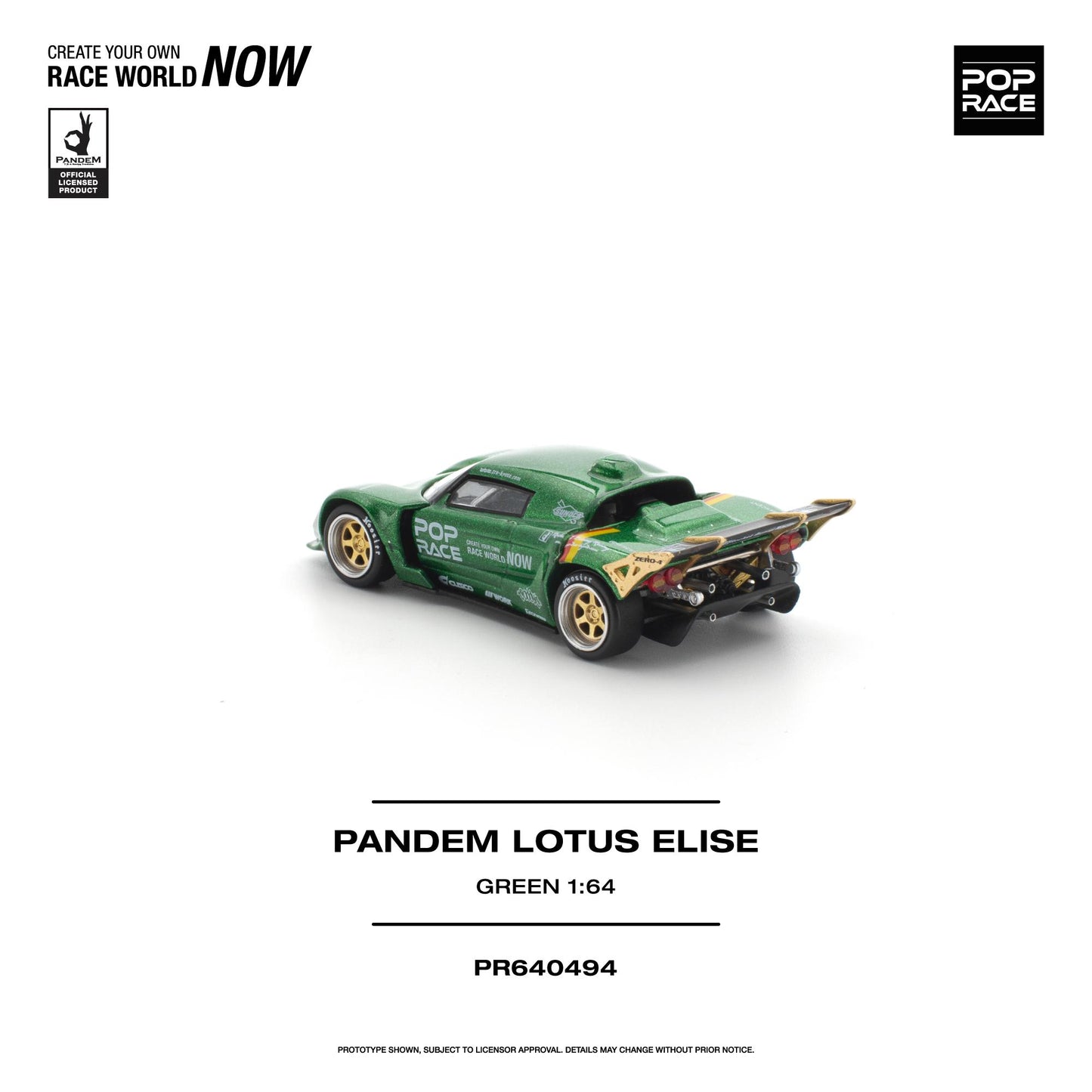 PREORDER POPRACE 1/64 PANDEM LOTUS ELISE - GREEN PR640494 (Approx. Release Date: Q1 2027 and subject to the manufacturer's final decision)