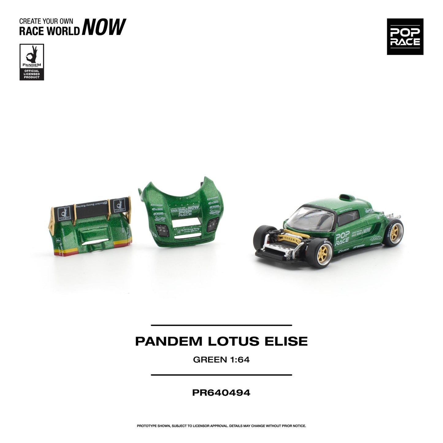 PREORDER POPRACE 1/64 PANDEM LOTUS ELISE - GREEN PR640494 (Approx. Release Date: Q1 2027 and subject to the manufacturer's final decision)