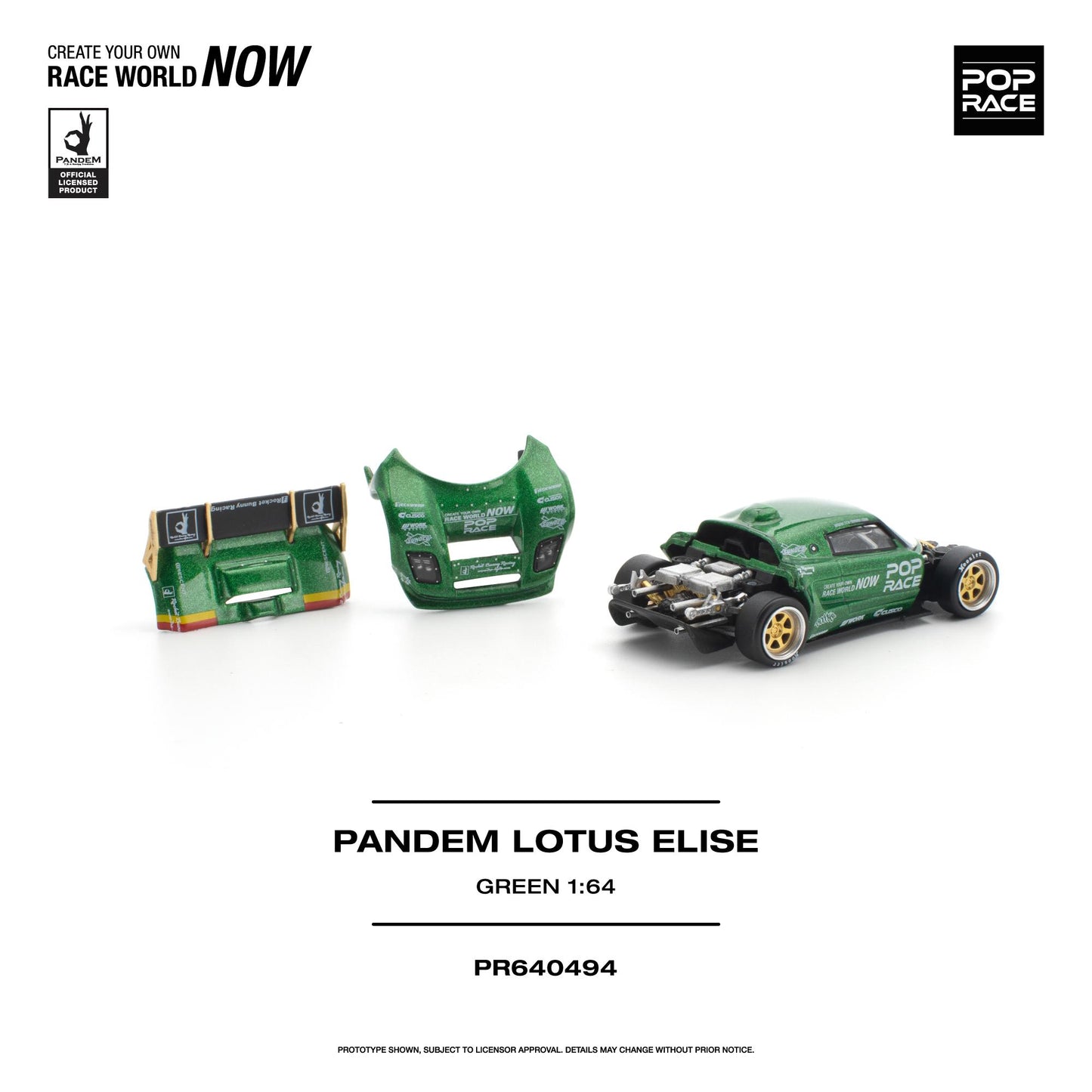 PREORDER POPRACE 1/64 PANDEM LOTUS ELISE - GREEN PR640494 (Approx. Release Date: Q1 2027 and subject to the manufacturer's final decision)