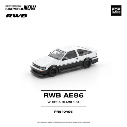 PREORDER POPRACE 1/64 RWB AE86 WHITE BLACK PR640496 (Approx. Release Date: Q3 2026 and subject to the manufacturer's final decision)