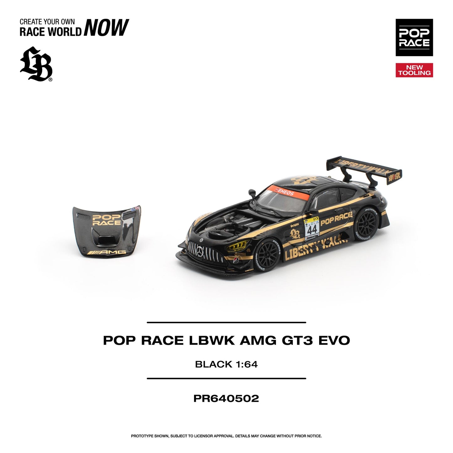PREORDER POPRACE 1/64 POP RACE LBWK AMG GT3 EVO - BLACK PR640502 (Approx. Release Date: Q1 2027 and subject to the manufacturer's final decision)
