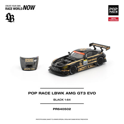 PREORDER POPRACE 1/64 POP RACE LBWK AMG GT3 EVO - BLACK PR640502 (Approx. Release Date: Q1 2027 and subject to the manufacturer's final decision)