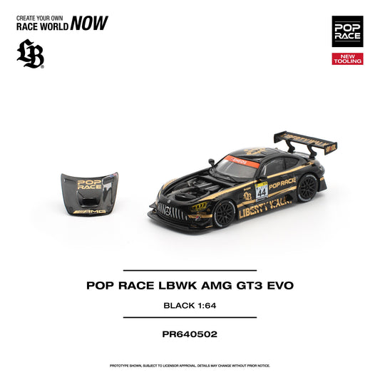 PREORDER POPRACE 1/64 POP RACE LBWK AMG GT3 EVO - BLACK PR640502 (Approx. Release Date: Q1 2027 and subject to the manufacturer's final decision)