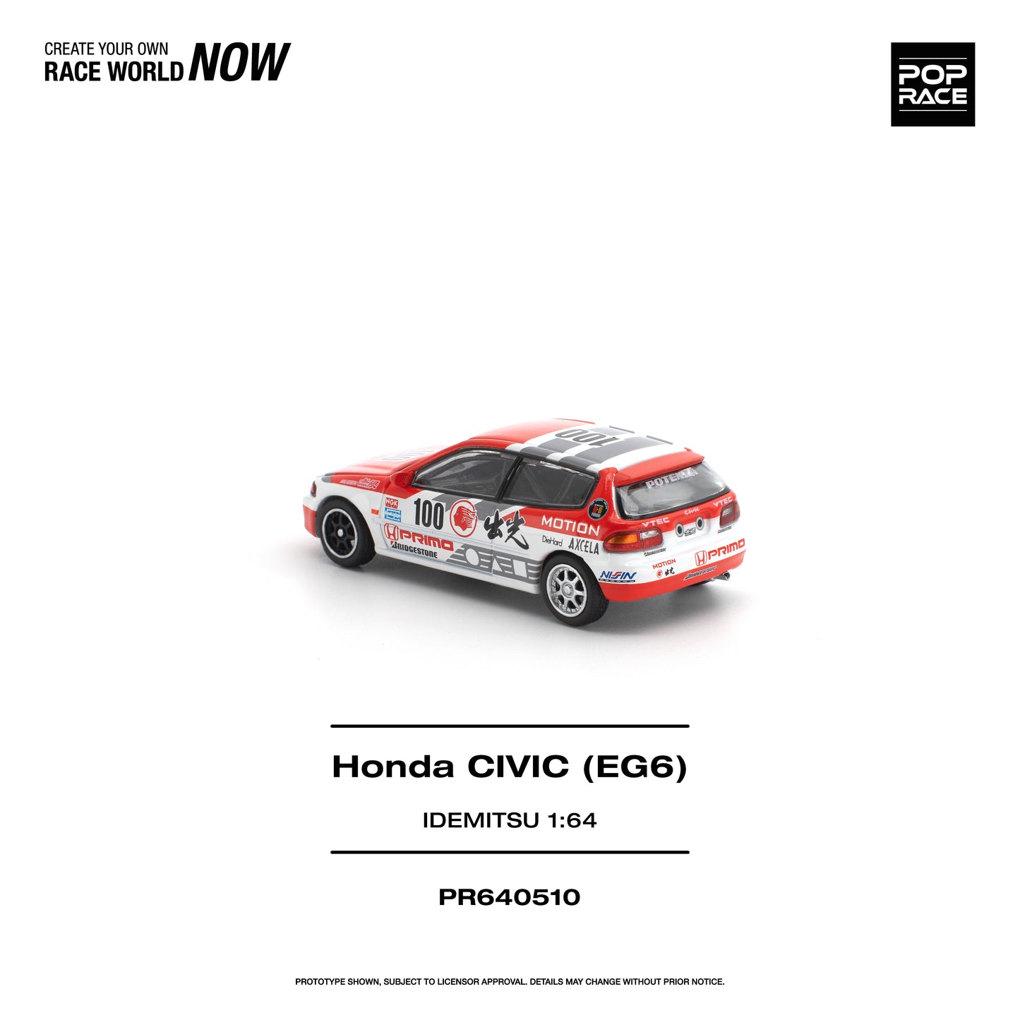 PREORDER POPRACE 1/64 HONDA CIVIC (EG6) IDEMITSU MOTION INFINITE PR640510 (Approx. Release Date: Q3 2026 and subject to the manufacturer's final decision)