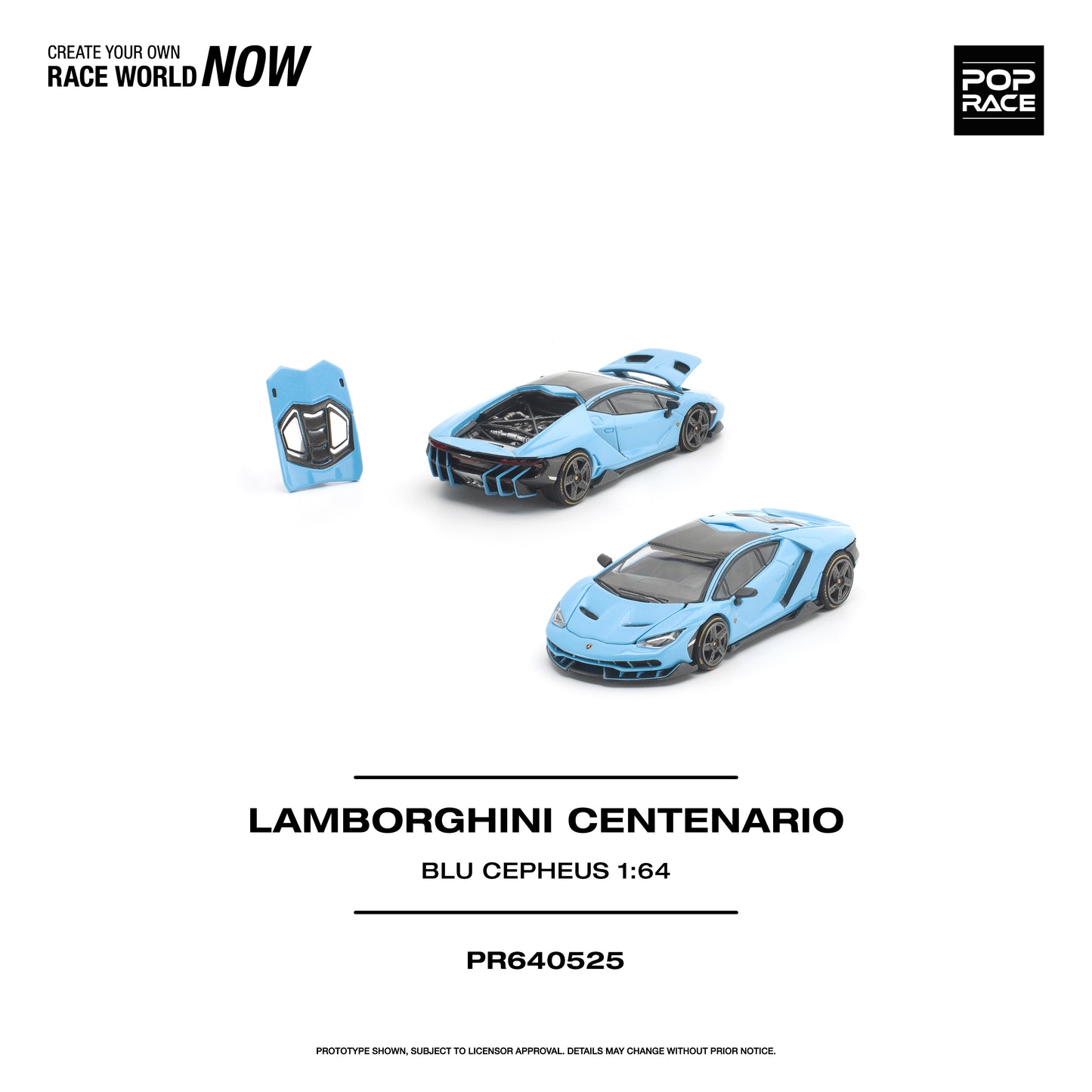 PREORDER POPRACE 1/64 LAMBORGHINI CENTENARIO - BLU CEPHEUS PR640525 (Approx. Release Date: Q4 2026 and subject to the manufacturer's final decision)